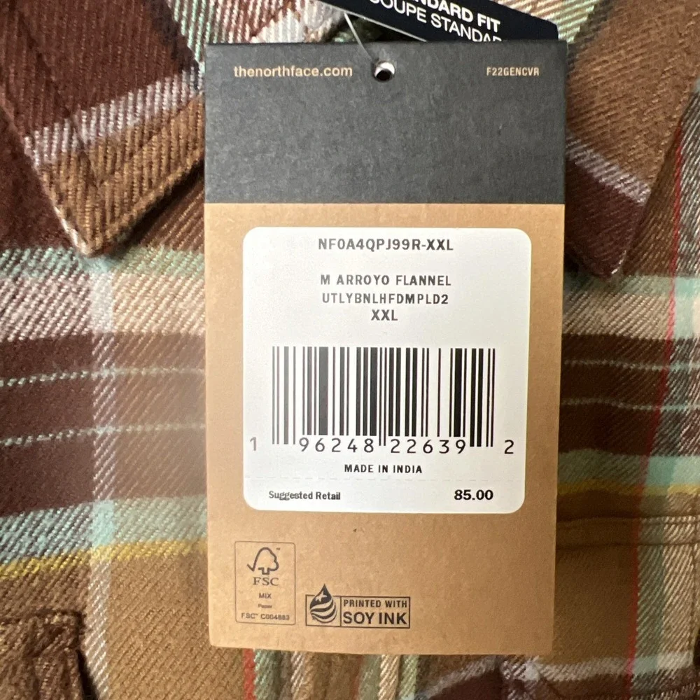 The‎ North Face Shirt Mens XXL Arroyo Long Sleeve Brown Plaid Button Up Flannel
